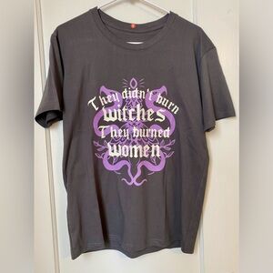 Feminist Witches Women Charcoal Grey and Purple Graphic Tee